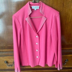 St. John’s Evening coral jacket with camisole, size 16